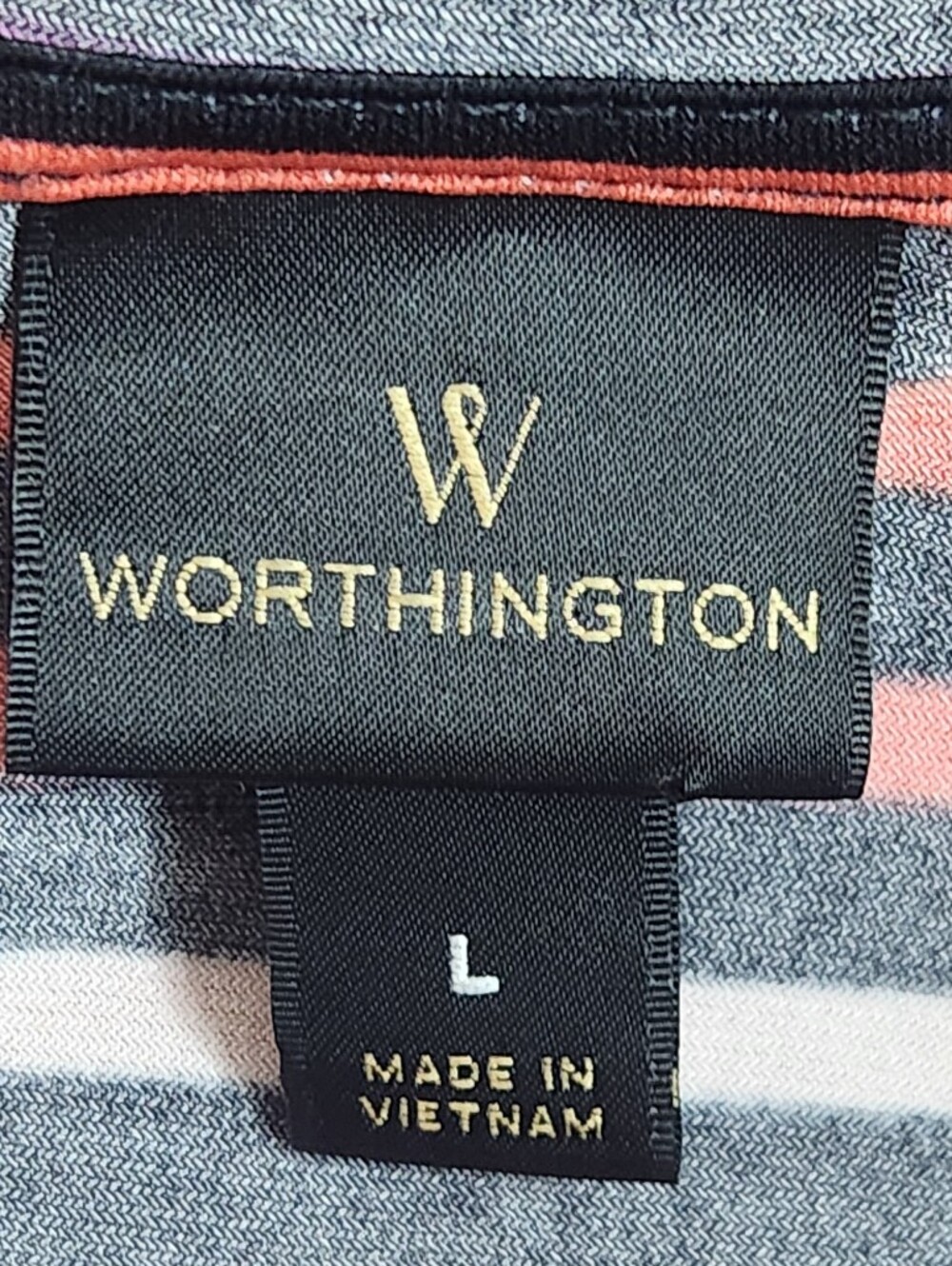 WORTHINGTON Cold Shoulder Striped Polyester Top - Picture 10 of 10